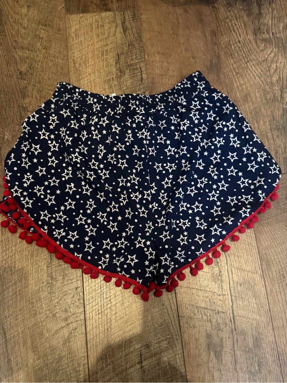 Boutique NWT Star Print Pom Pom Shorts / July 4th World Cup / Size Small - Picture 4 of 5
